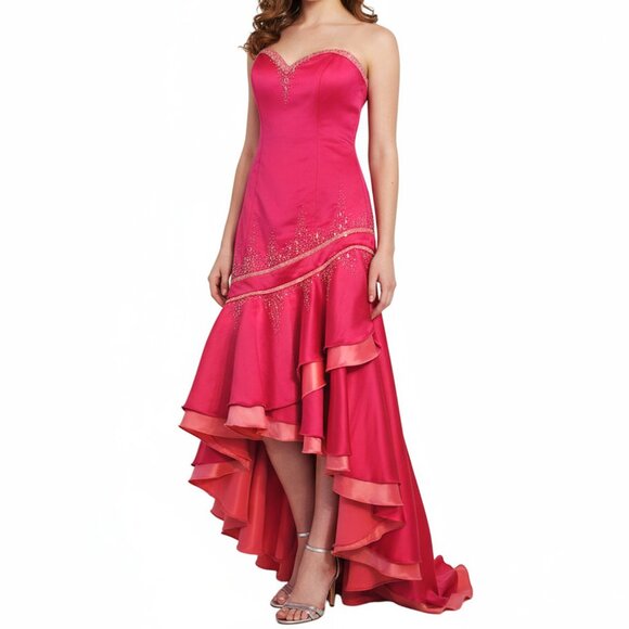 Maggie Sottero Dresses & Skirts - Maggie Sottero Flirt Satin Strapless Beaded High Low Gown